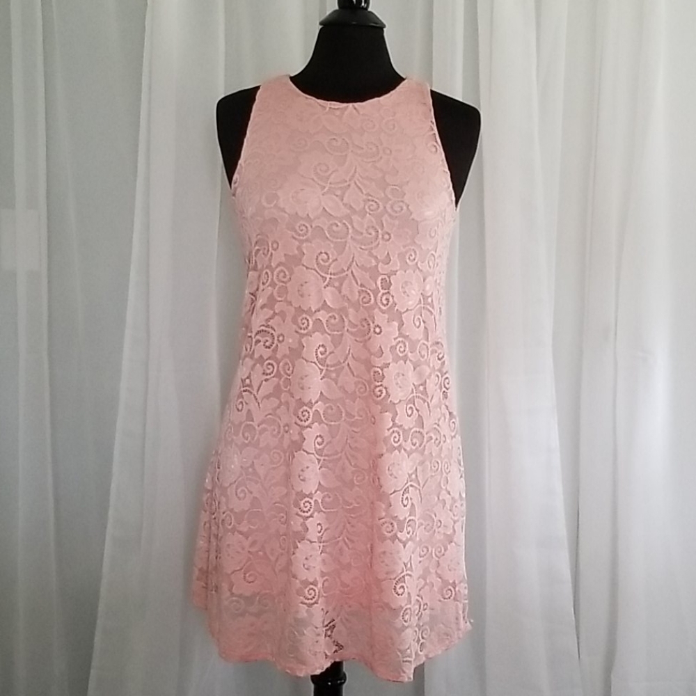 NWOT Pink Lace Baby Doll Swing Dress- M- Ginger G